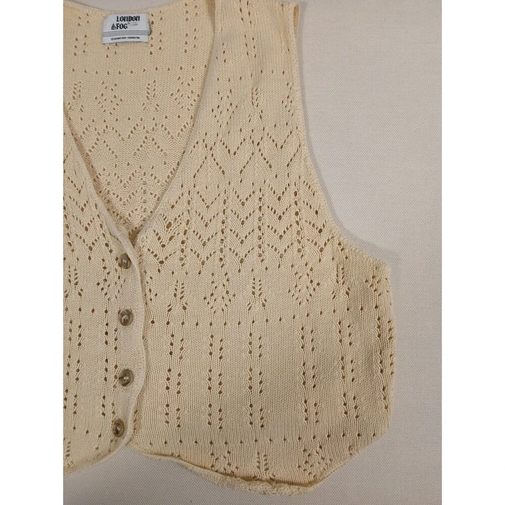 Vintage London Fog Knit Sweater Vest Button Up Size small Vintage